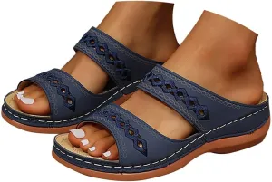 Comfortable Sandals for Women Dressy Summer Orthopedic Sandals With Arch Support Slip On Wedges Hollow Out Walking Sandal Boho Beach Sandal 2025 Flip Flops