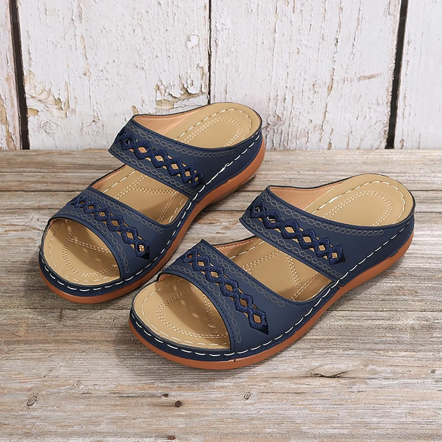 Comfortable Sandals for Women Dressy Summer Orthopedic Sandals With Arch Support Slip On Wedges Hollow Out Walking Sandal Boho Beach Sandal 2025 Flip Flops