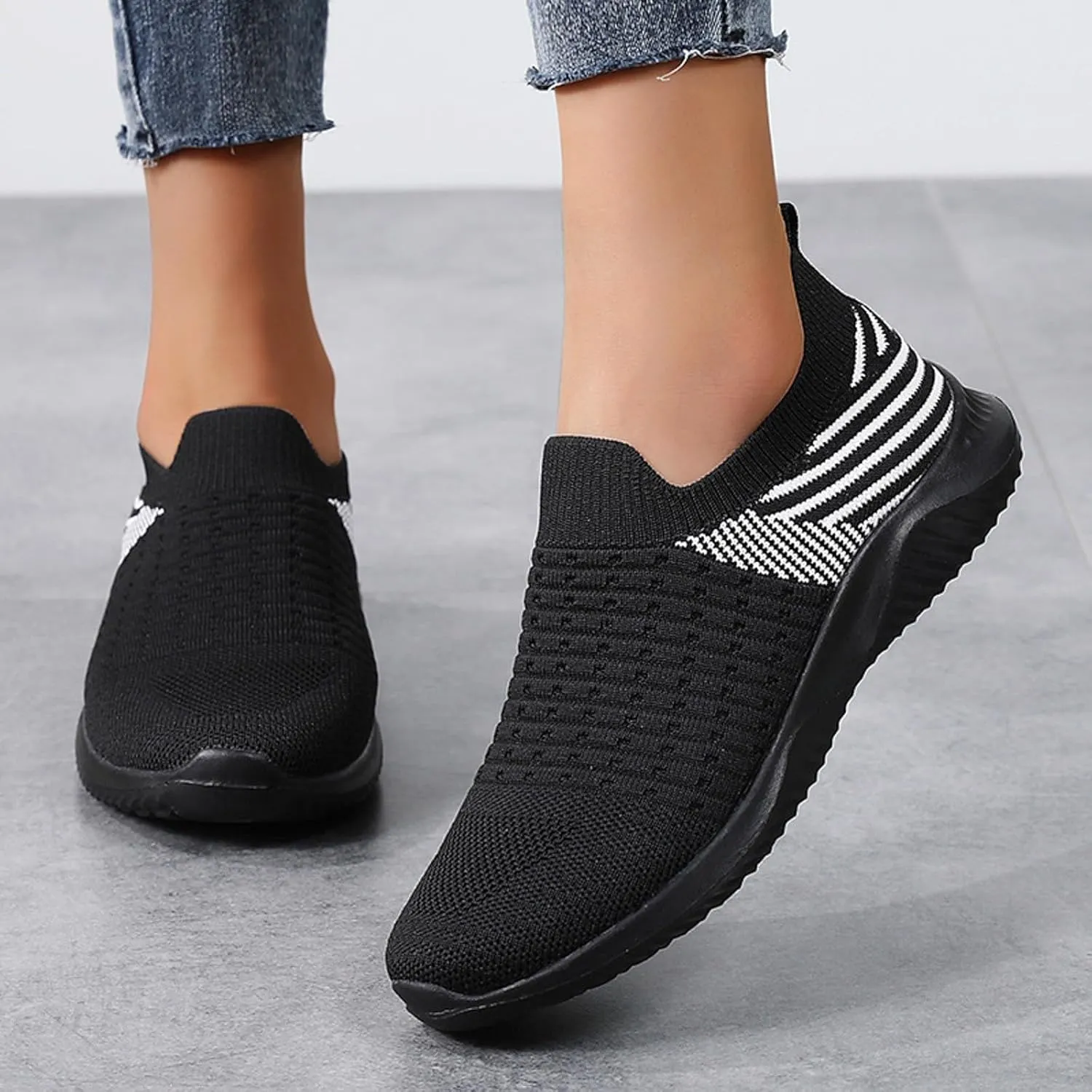 Comfortwear Shoes for Women Slip On Breathable Mesh Running Shoes with Arch Support Comfortable Soft Sole Non-Slip Sneakers