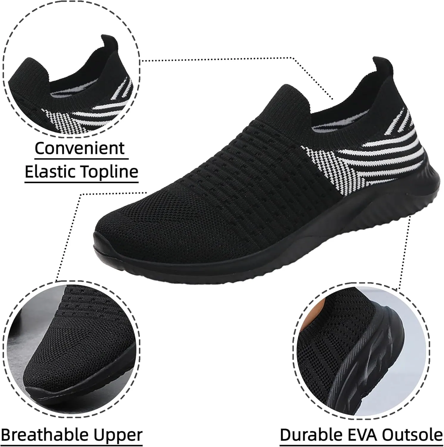 Comfortwear Shoes for Women Slip On Breathable Mesh Running Shoes with Arch Support Comfortable Soft Sole Non-Slip Sneakers