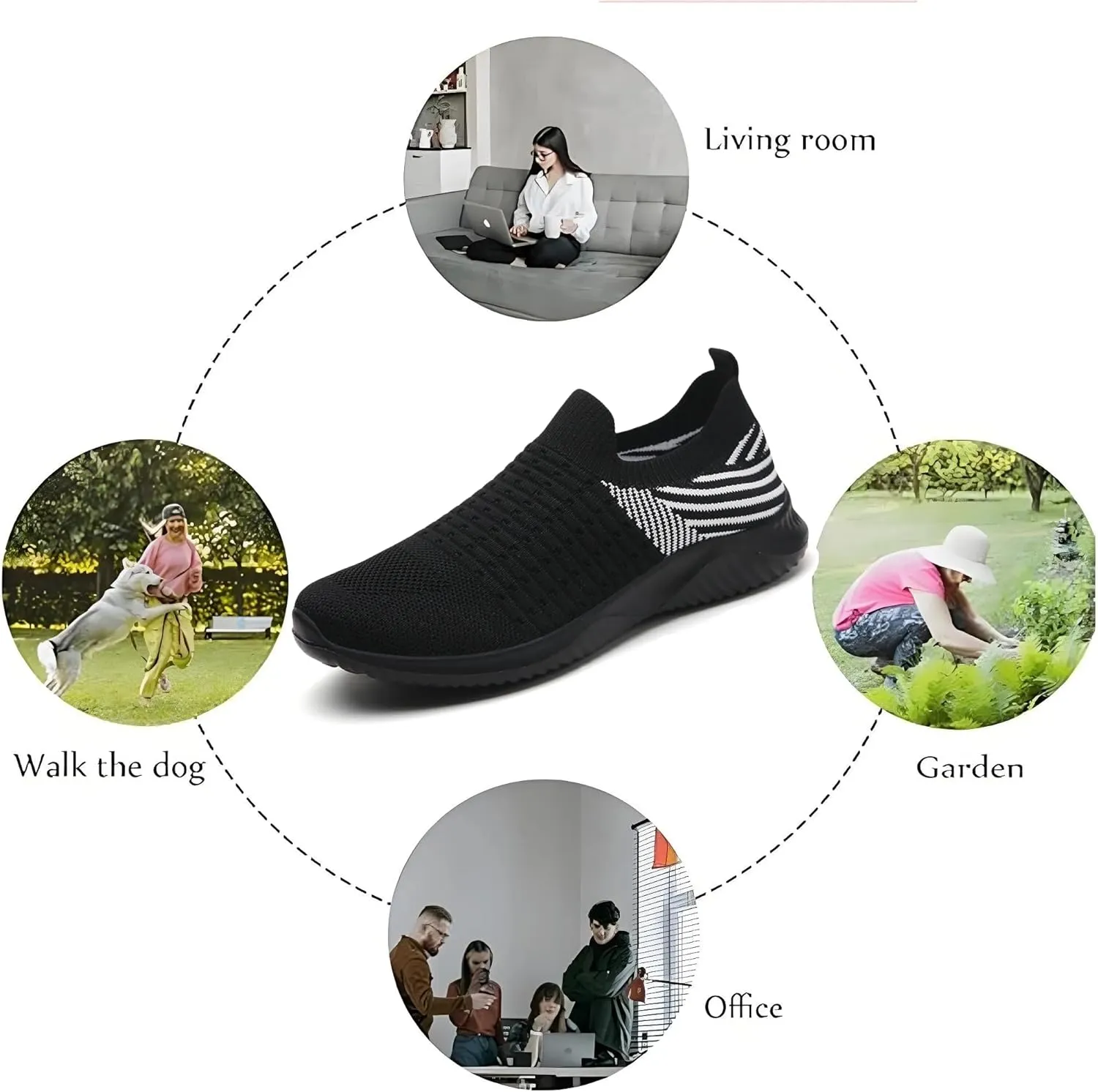 Comfortwear Shoes for Women Slip On Breathable Mesh Running Shoes with Arch Support Comfortable Soft Sole Non-Slip Sneakers