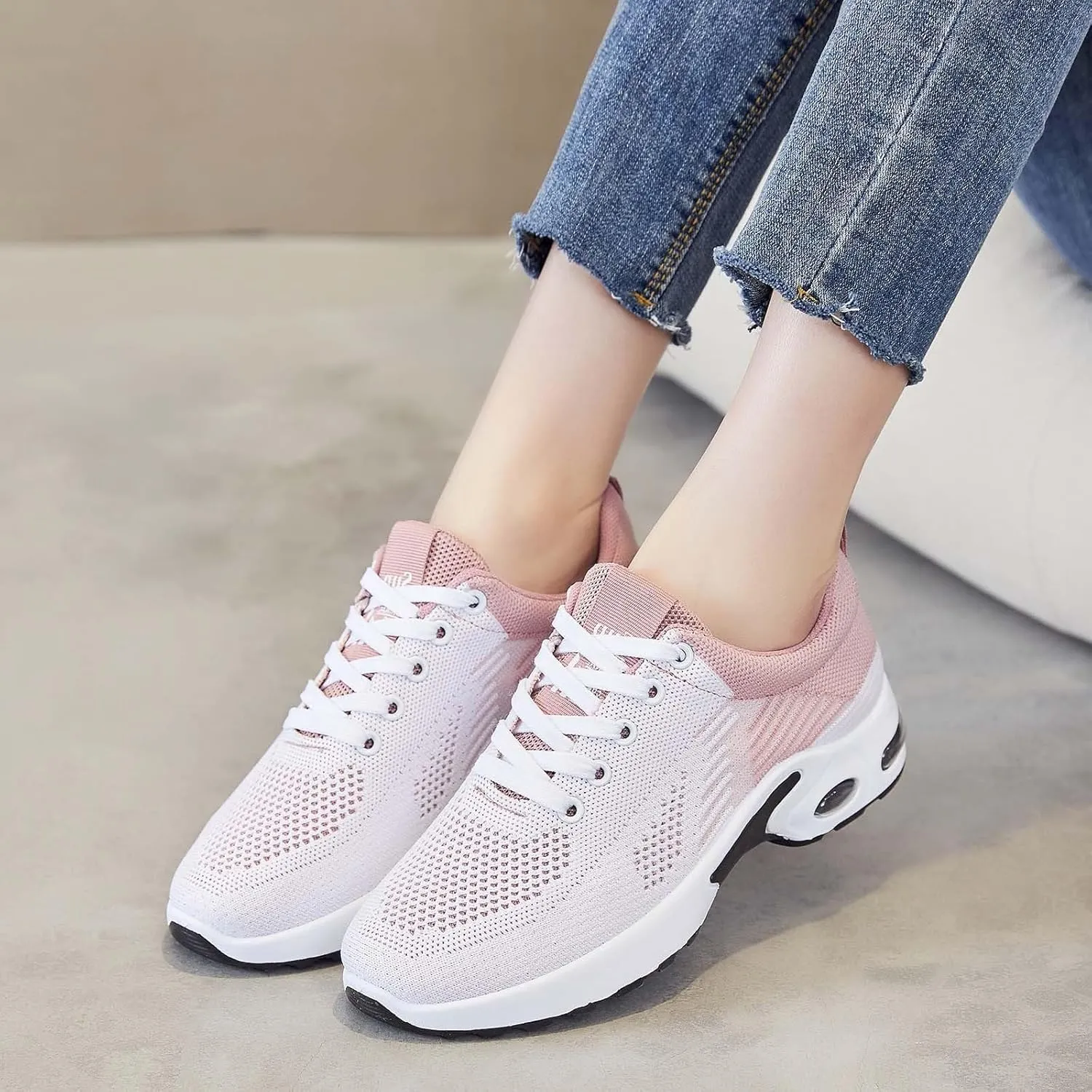 Comfortwear Shoes for Women Slip On Breathable Walking Shoes Lightweight Lace-up Tennis Sneakers Anti-Slip Fashion Sneakers