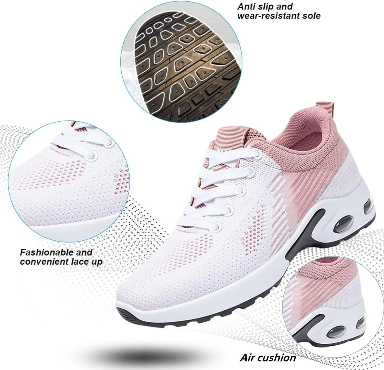 Comfortwear Shoes for Women Slip On Breathable Walking Shoes Lightweight Lace-up Tennis Sneakers Anti-Slip Fashion Sneakers
