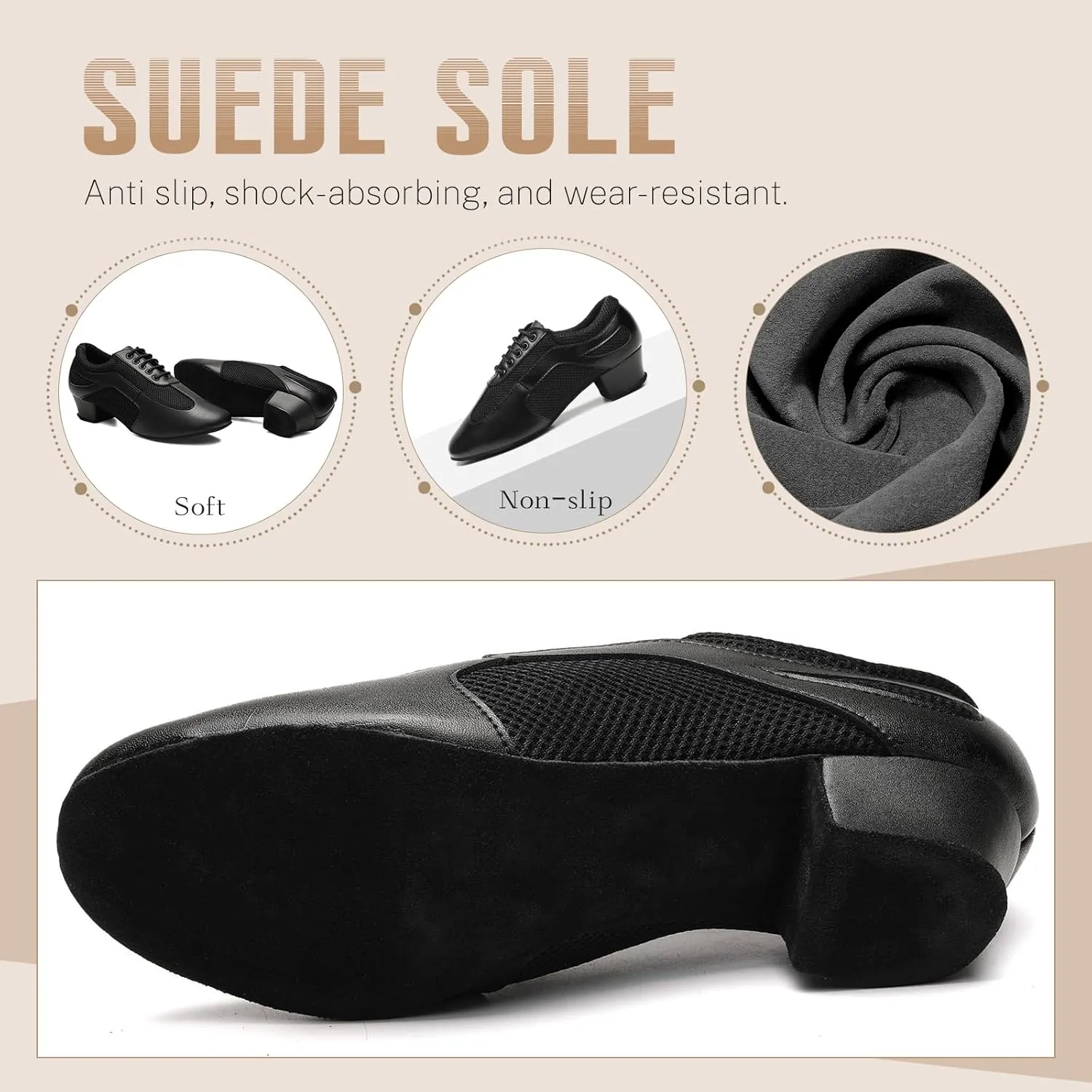 Dance Shoes for Women Ballroom Practice Training Split Sole Dancing Shoes 1.5 Inch Low Heel Latin Salsa Shoes