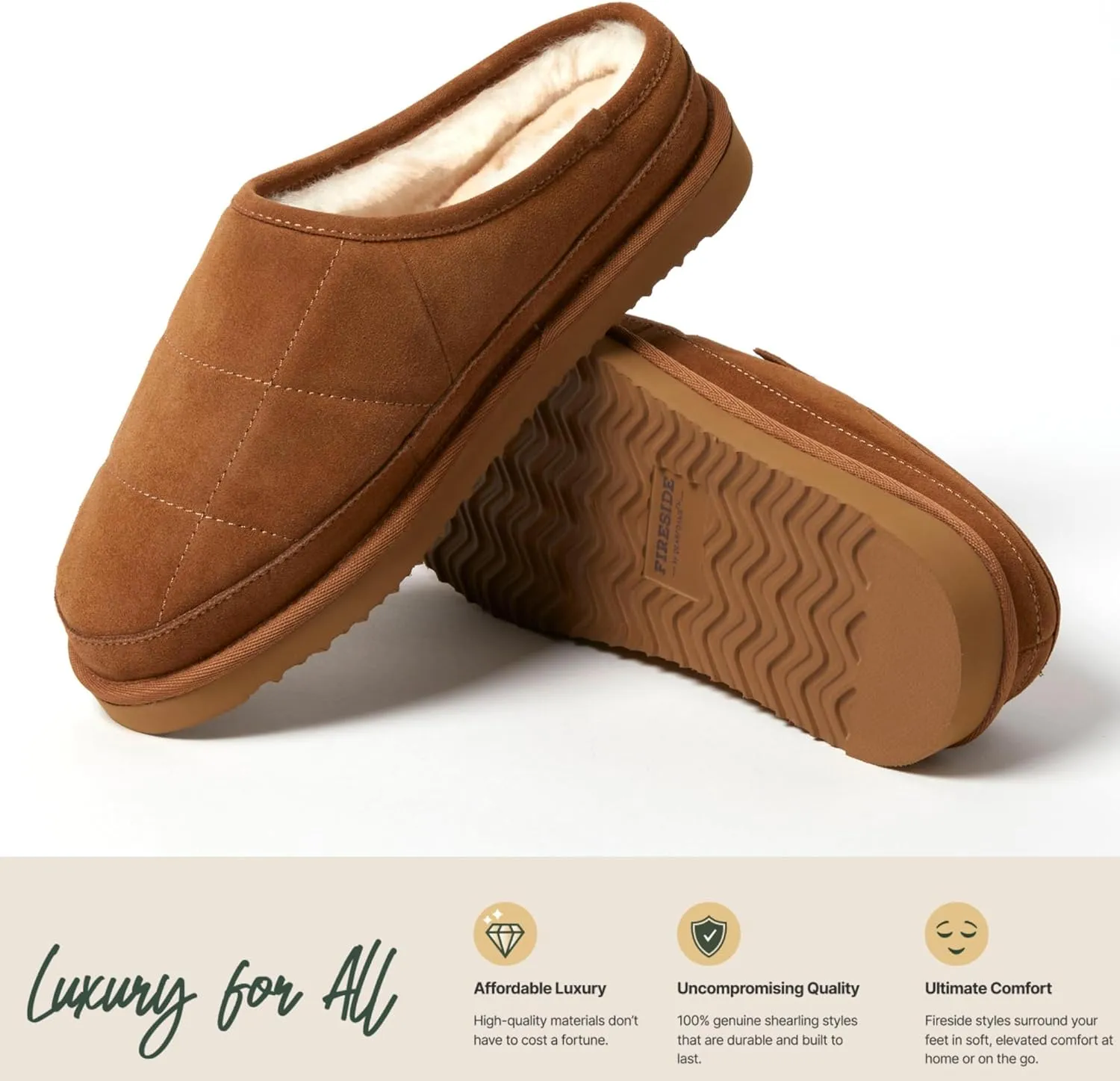 Dearfoams Men's Grafton Shearling Indoor/Outdoor Clog Slipper