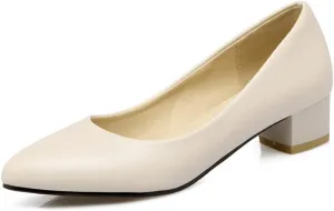 DEERBUNNY Women's Classic Block Heels Pumps Round Toe Slip On Low High Heel Work Office Shoes Formal Occasions Evening Party Dress Pump