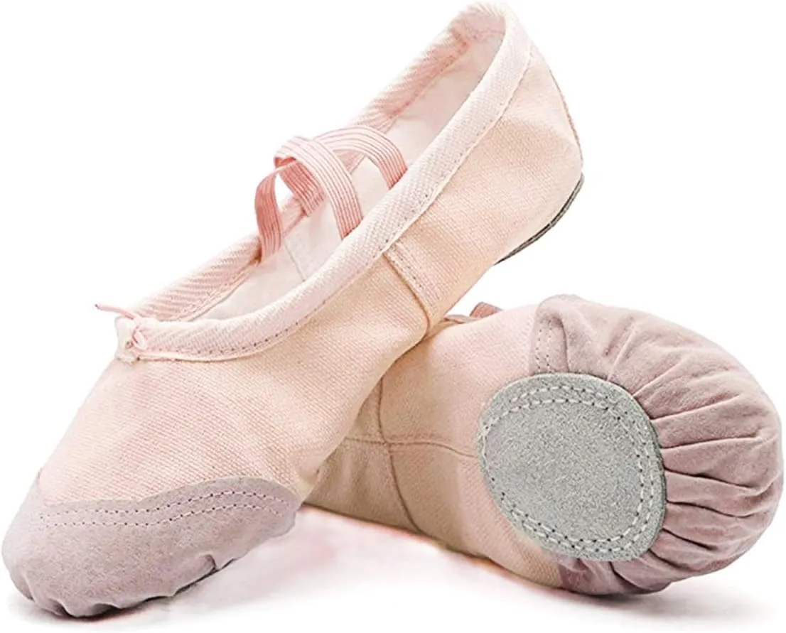 DoGeek Ballet Shoes for Girls Practise Ballet Slipper Dance Shoe Canvas Split Sole Ballet Shoes for Women Kids Toddlers