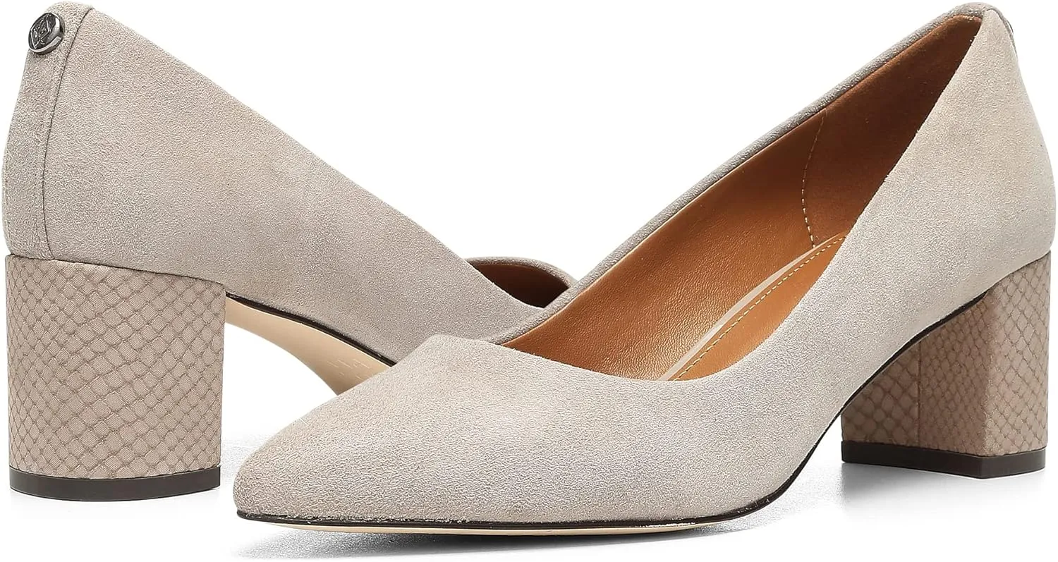 Donald Pliner Women's Stephani High Crepe Fabric ?C 2?? Block, Chunky Heels Dress Shoes, Classic Pump