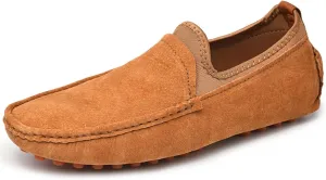 Easy to Put and Remove Smoking Loafer Driving Moccasins for Men Lightweight Large Size Genuine Suede Leather Moc Toe Lightweight Resistant Flexible Walking Slip On for All Occasions (Color : Brown,