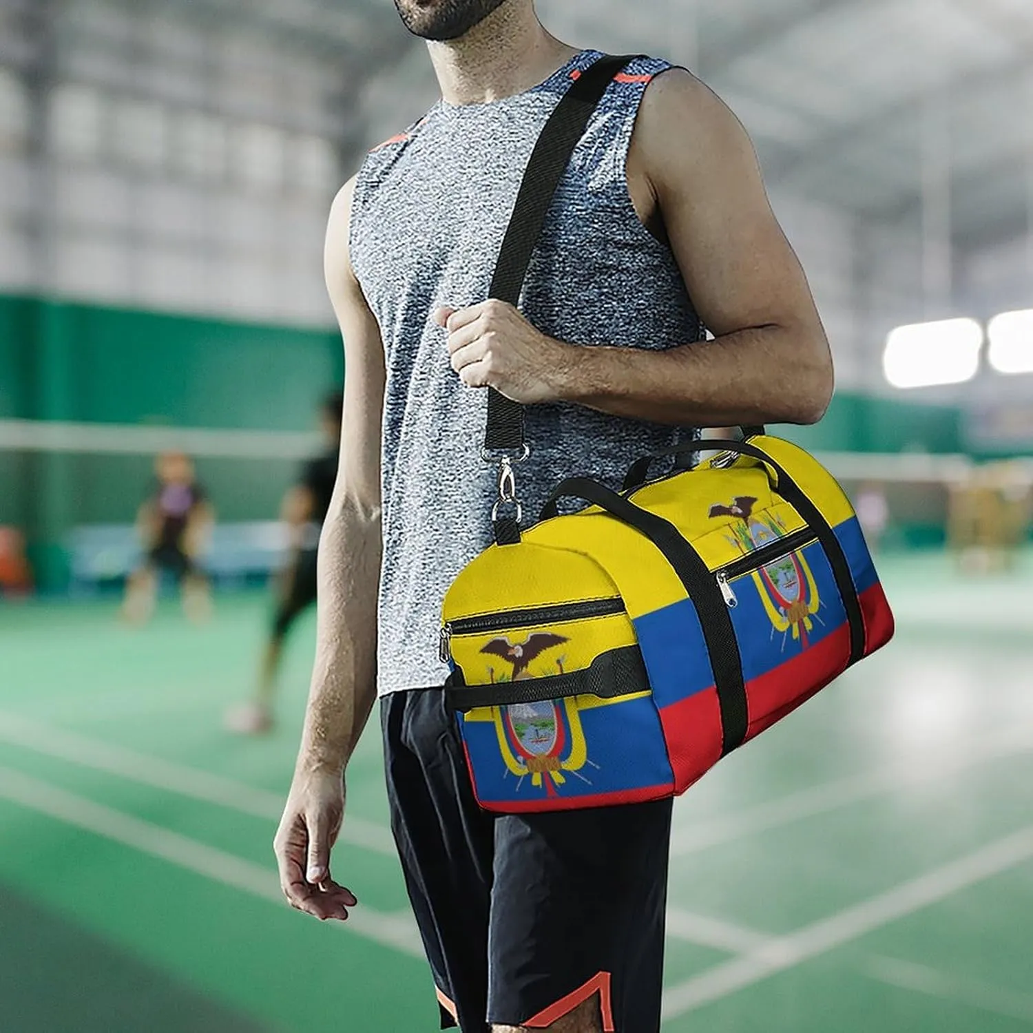 Ecuador Flag Sports Gym Bag for Boys Girls with Shoe Compartment Carry On