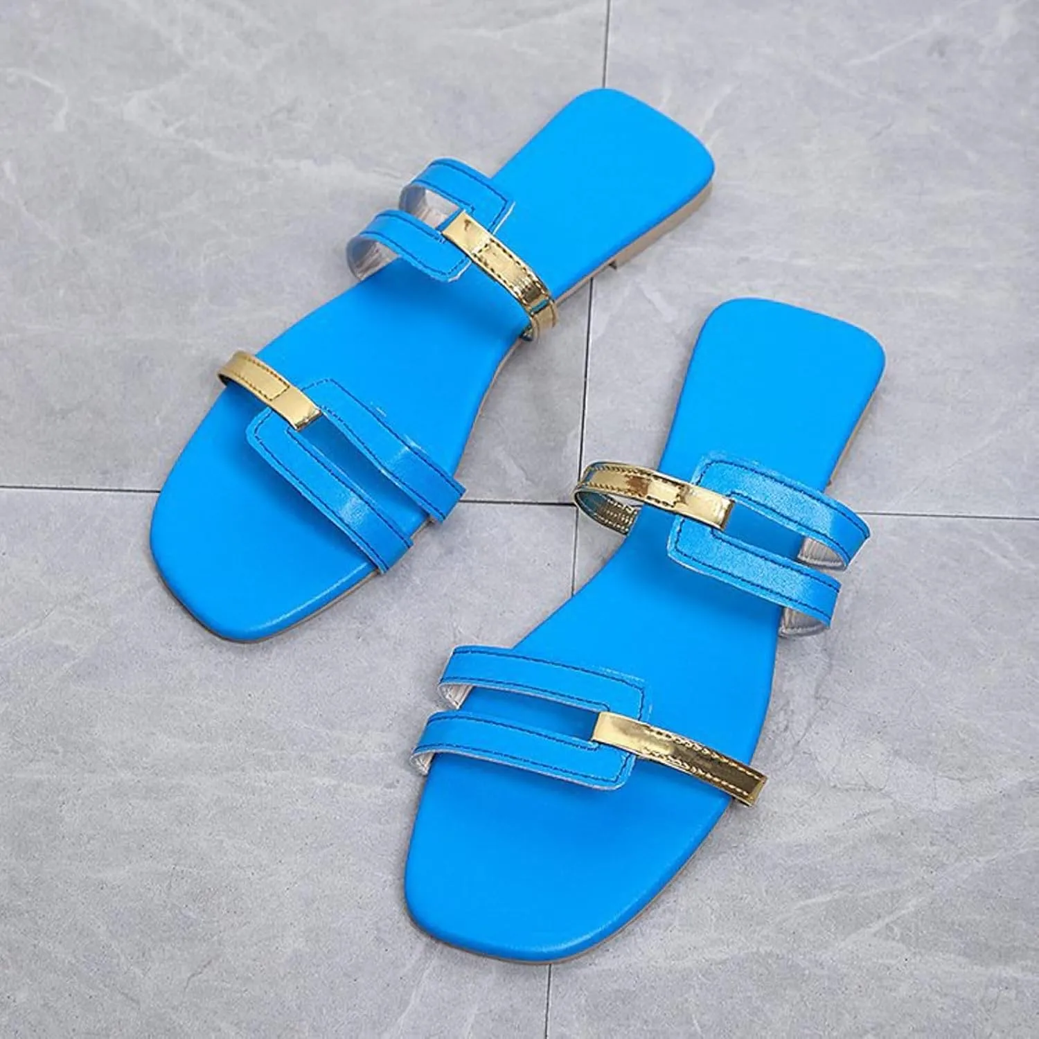 Eduavar Sandals for Women 2025 Womens Dressy Summer Flat Comfortable Fashion Beach Ladies Slides Leather Casual Slippers