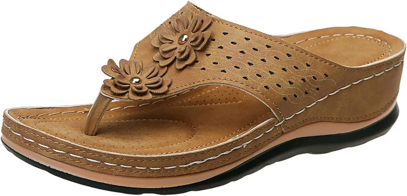 Eduavar Sandals Women Dressy Summer, Orthopedic Sandals for Women Summer Breathable Open Toe Flip Flops Causal Beach Sandals