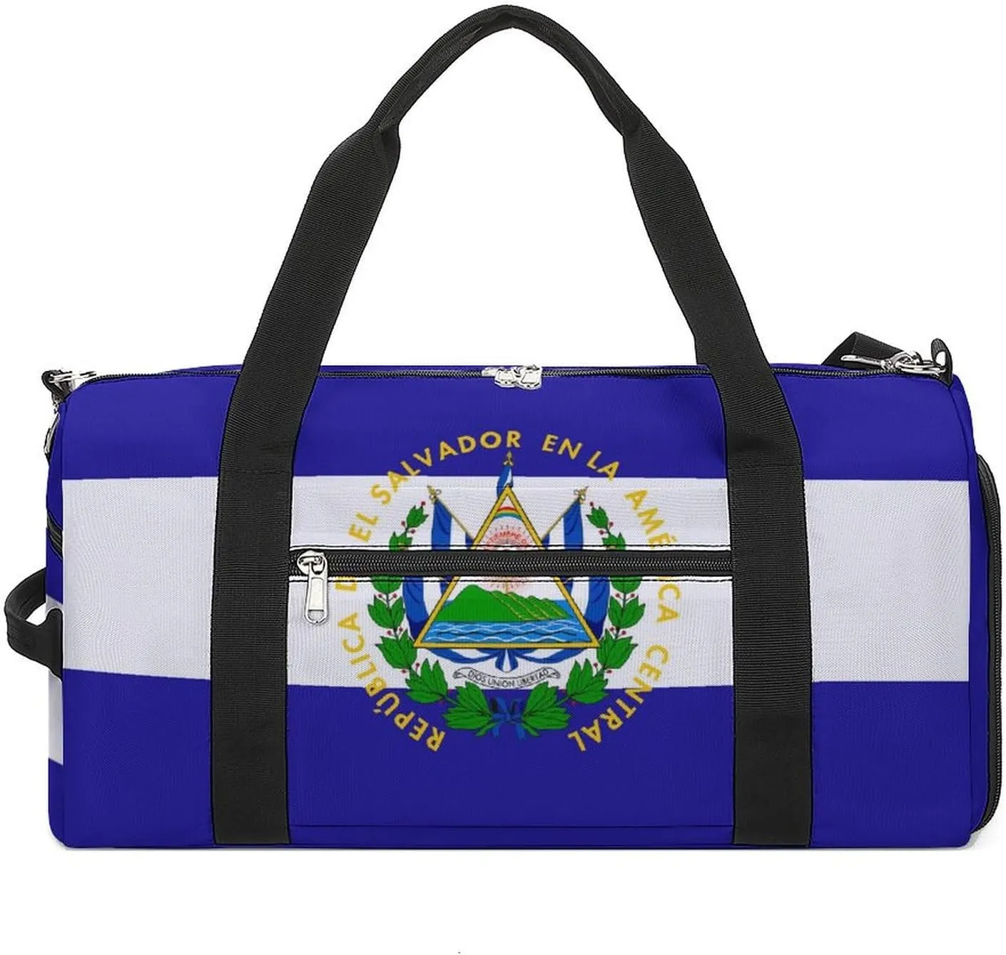 El Salvador Flag Travel Gym Bag for Boys Girls Shoe Compartment Waterproof