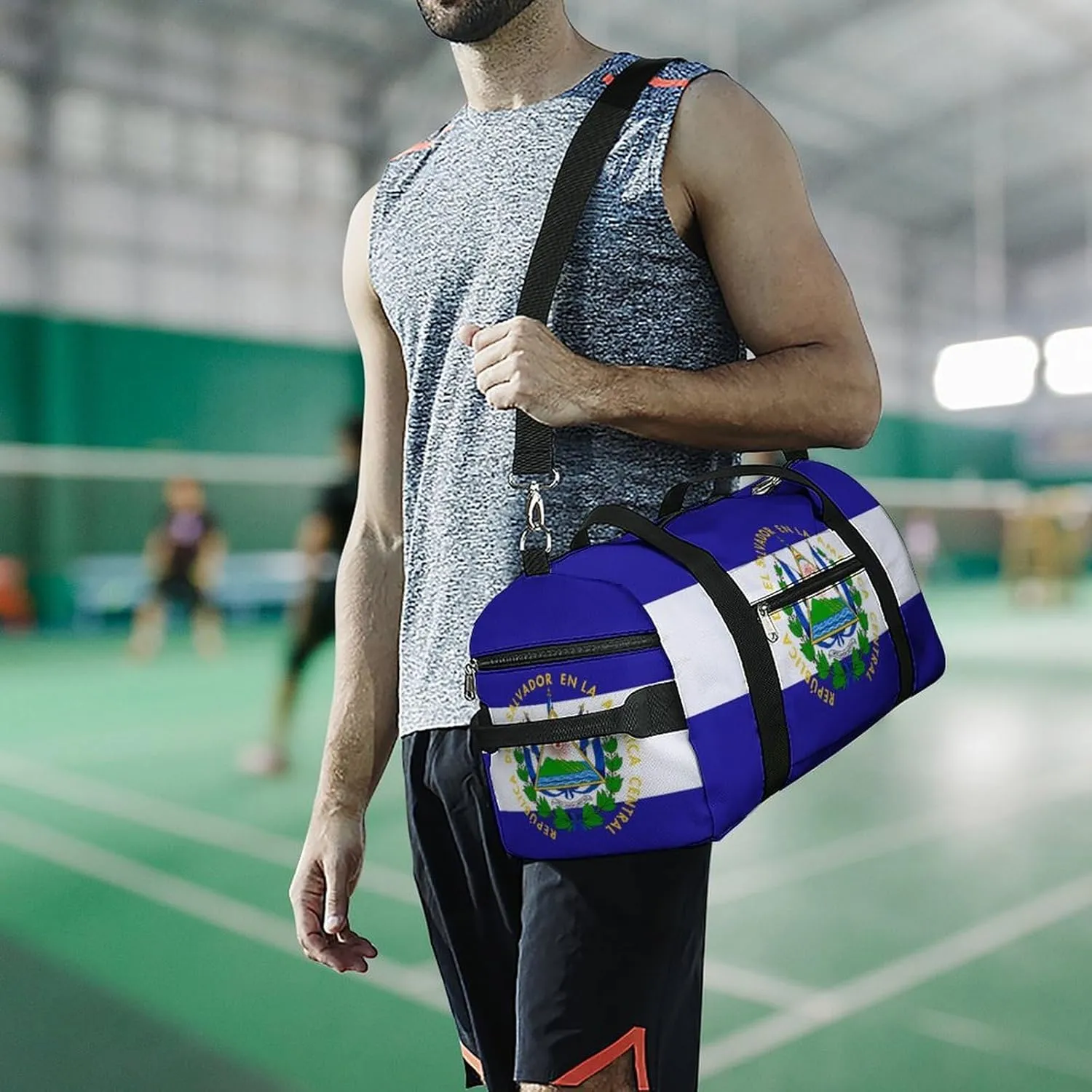 El Salvador Flag Travel Gym Bag for Boys Girls Shoe Compartment Waterproof