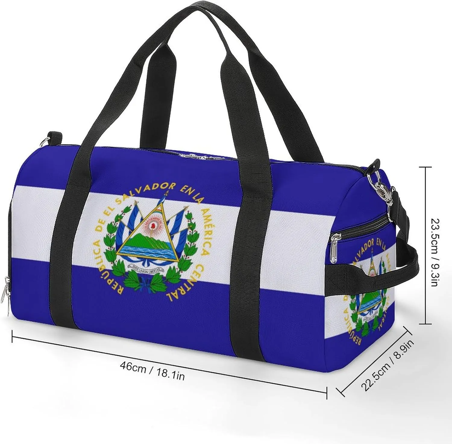 El Salvador Flag Travel Gym Bag for Boys Girls Shoe Compartment Waterproof