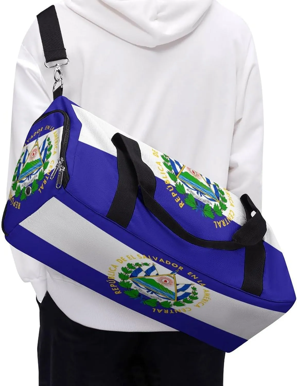 El Salvador Flag Travel Gym Bag for Boys Girls Shoe Compartment Waterproof