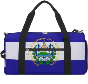 El Salvador Flag Travel Gym Bag for Boys Girls Shoe Compartment Waterproof