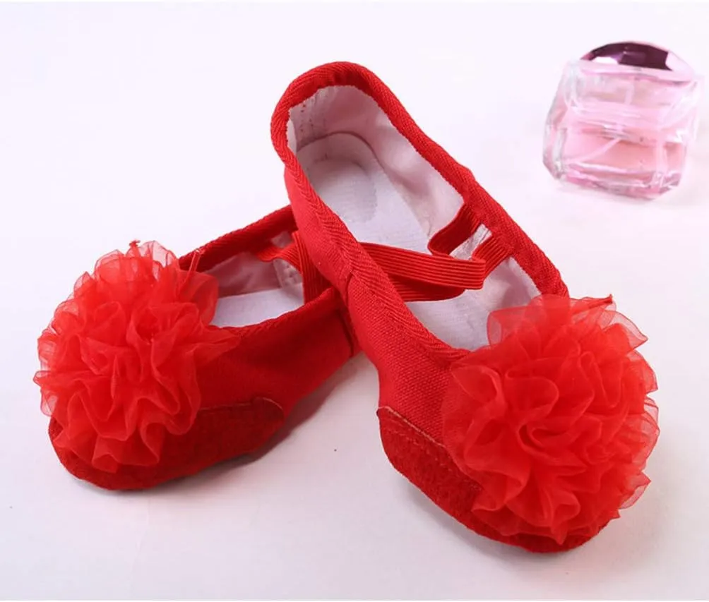 EXCEART 1 Pair Pocket Shoes Canvas Dance Pointe Shoes Slippers Girls Flat Shoes Ladies Flat Shoes Dance Shoes Flat Shoes Ladies Flats -Soled Shoes Red Non-Slip