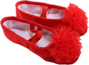 EXCEART 1 Pair Pocket Shoes Canvas Dance Pointe Shoes Slippers Girls Flat Shoes Ladies Flat Shoes Dance Shoes Flat Shoes Ladies Flats -Soled Shoes Red Non-Slip