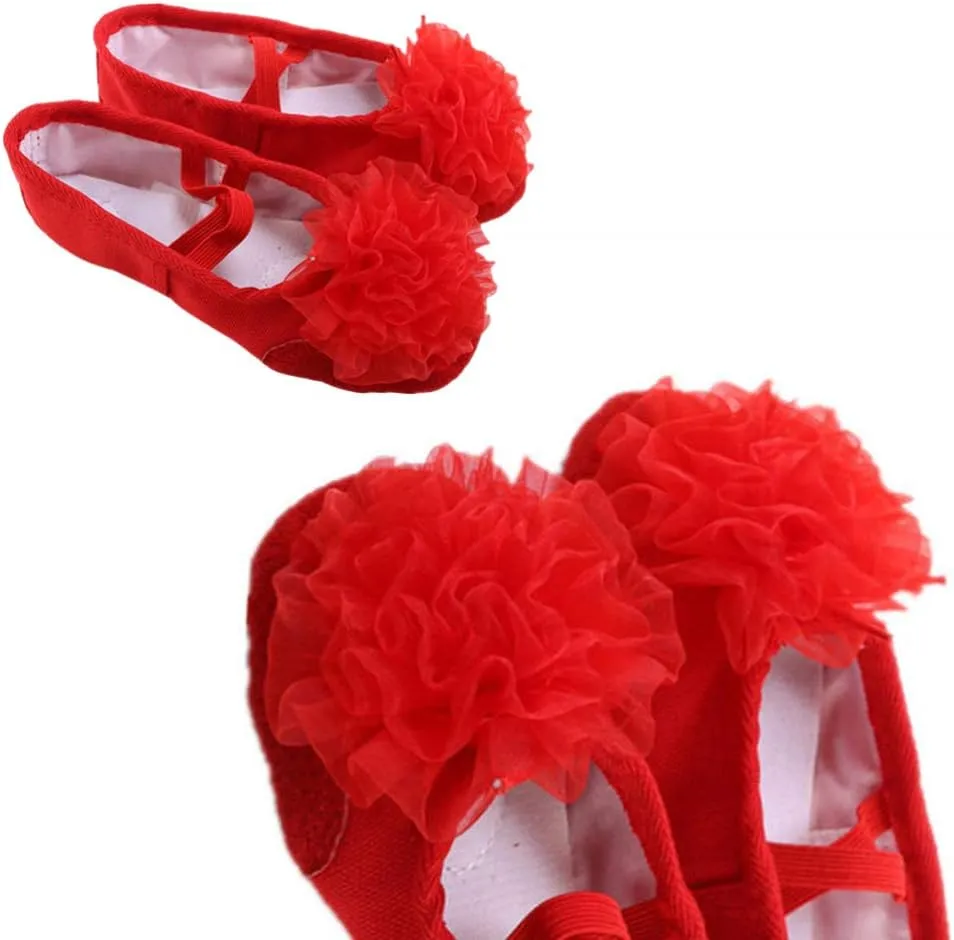 EXCEART 1 Pair Pocket Shoes Canvas Dance Pointe Shoes Slippers Girls Flat Shoes Ladies Flat Shoes Dance Shoes Flat Shoes Ladies Flats -Soled Shoes Red Non-Slip