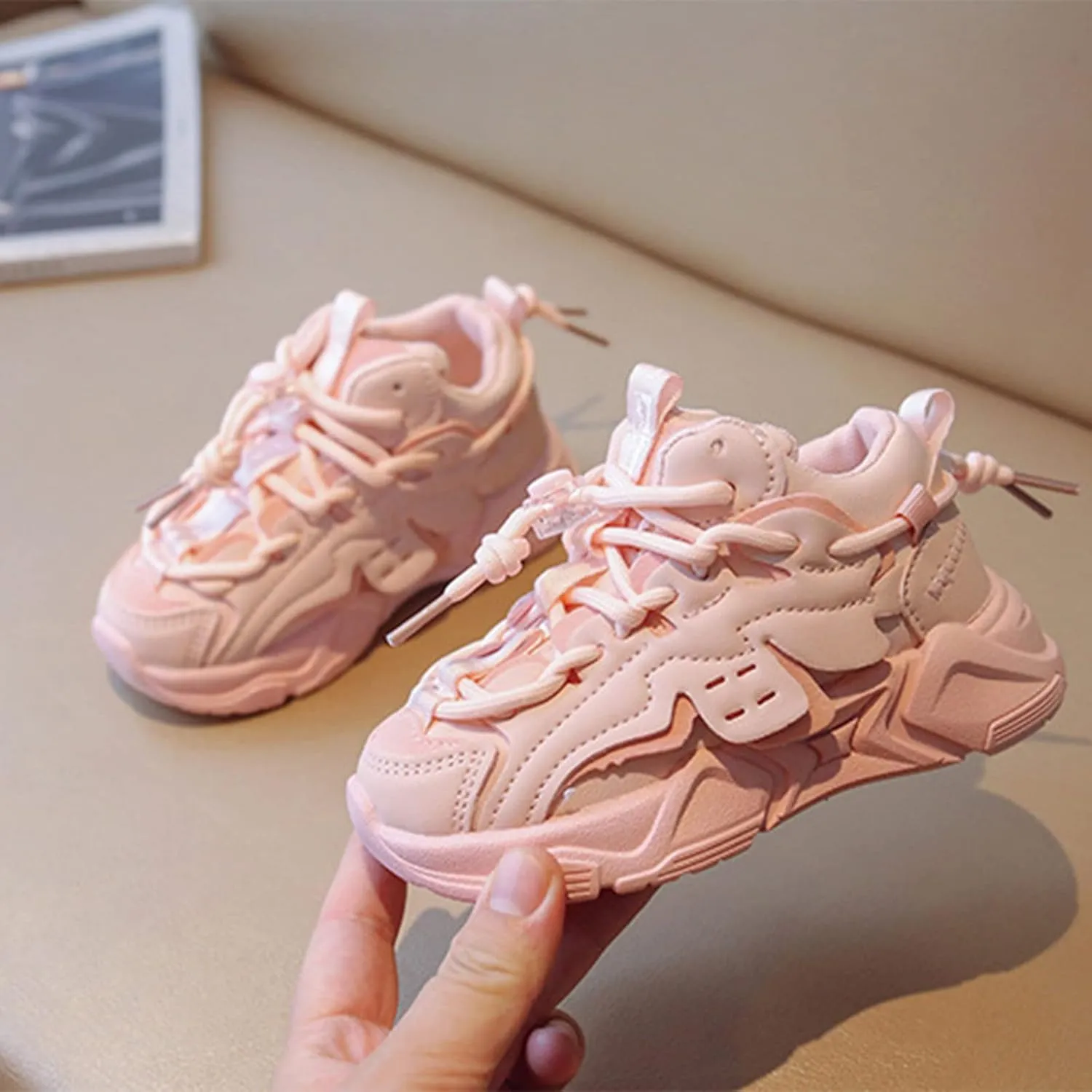 Fashion Spring and Summer Children Sports Shoes for Boys and Girls Thick Soles Non Slip Size 4 Baby Girl Shoes (Red, 8-9 Years Little Child)