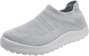 Fashion Spring and Summer Women Sports Shoes Flat Bottom Lightweight Slip On Fly Woven Mesh All Terrain Shoes
