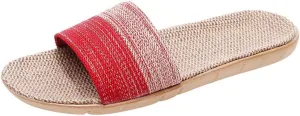 Fashion Unisex Linen Slippers Women Flip-Flops Sandals Shoes Beach Linen Cotton Slipper Breathable Shoes Home Women's