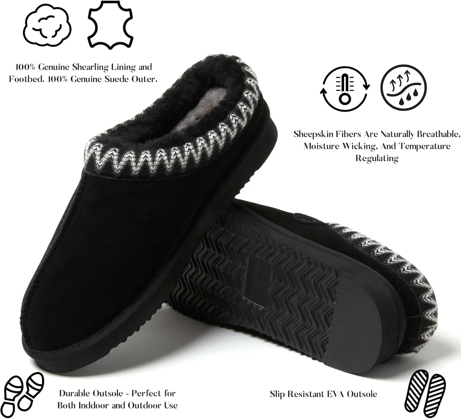Fireside by Dearfoams Men's Grafton Shearling Indoor/Outdoor Clog Slipper
