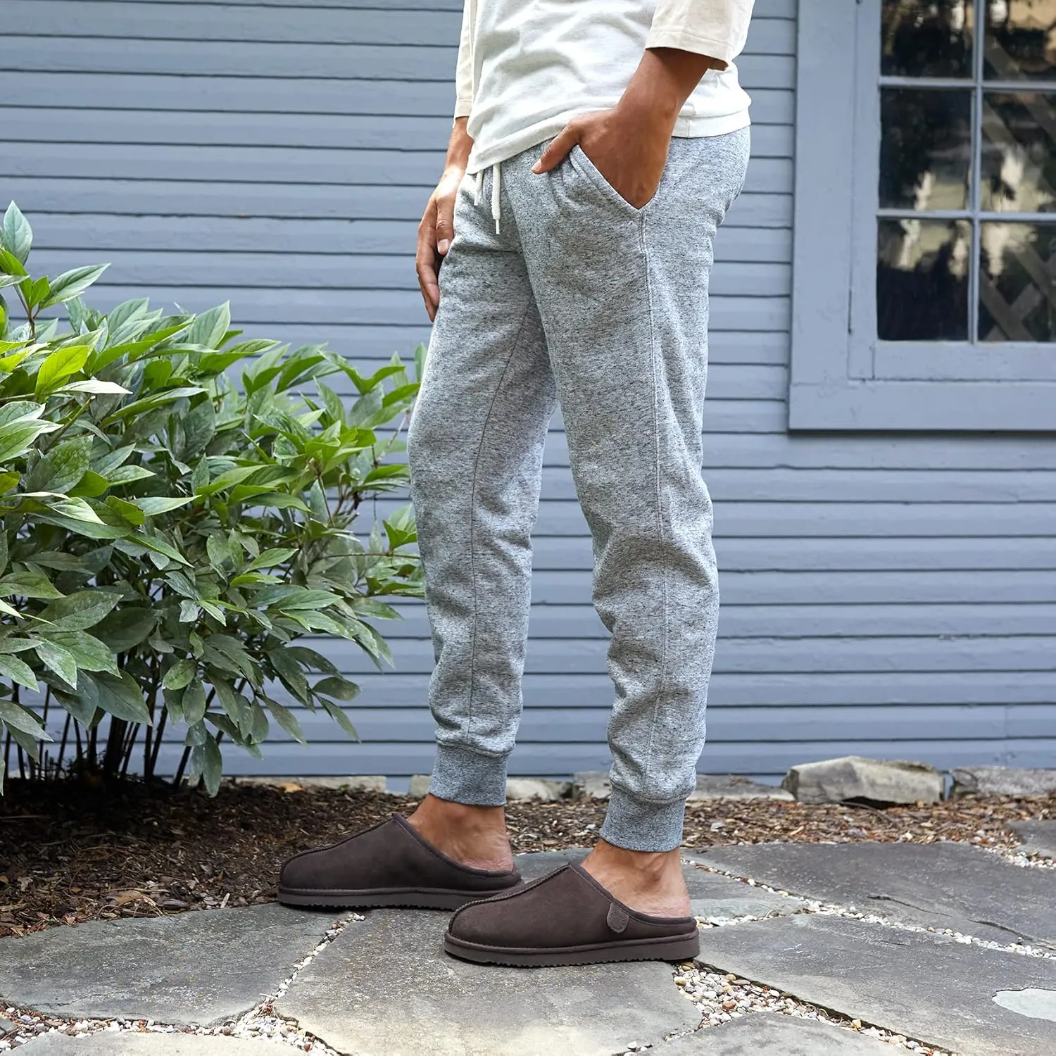 Fireside by Dearfoams Men's Grafton Shearling Indoor/Outdoor Clog Slipper