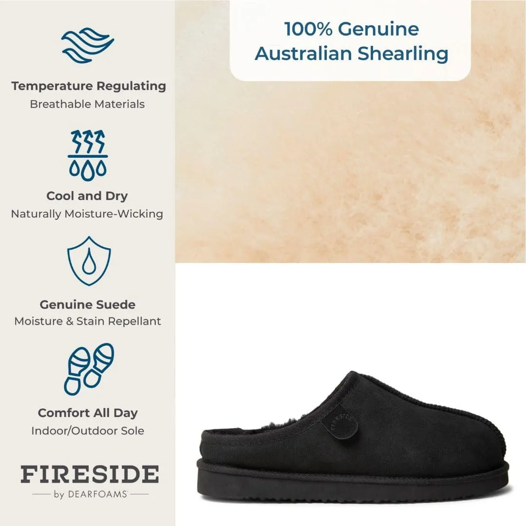 Fireside by Dearfoams Men's Grafton Shearling Indoor/Outdoor Clog Slipper