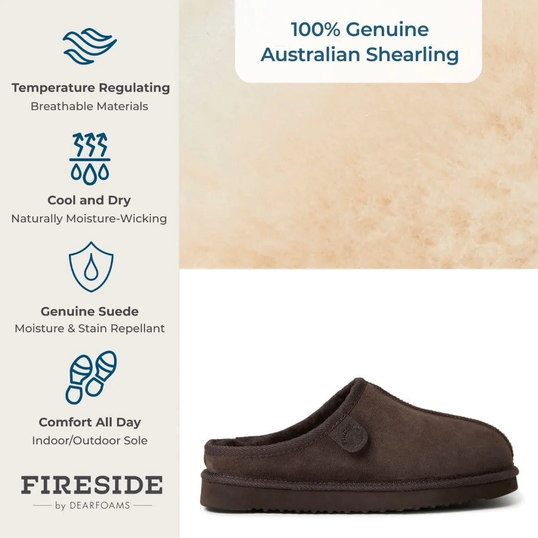 Fireside by Dearfoams Men's Grafton Shearling Indoor/Outdoor Clog Slipper