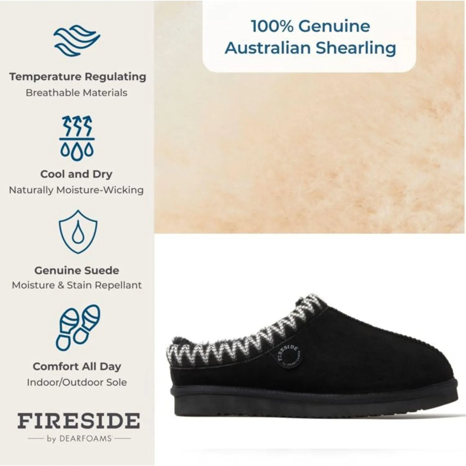 Fireside by Dearfoams Men's Grafton Shearling Indoor/Outdoor Clog Slipper