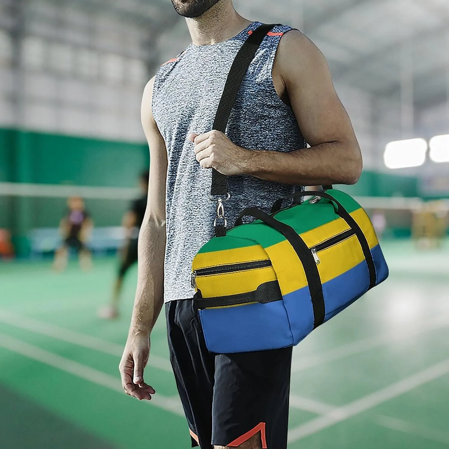 Gabon Flag Travel Bag for Boys Girls with Shoe Compartment and Wet Pocket