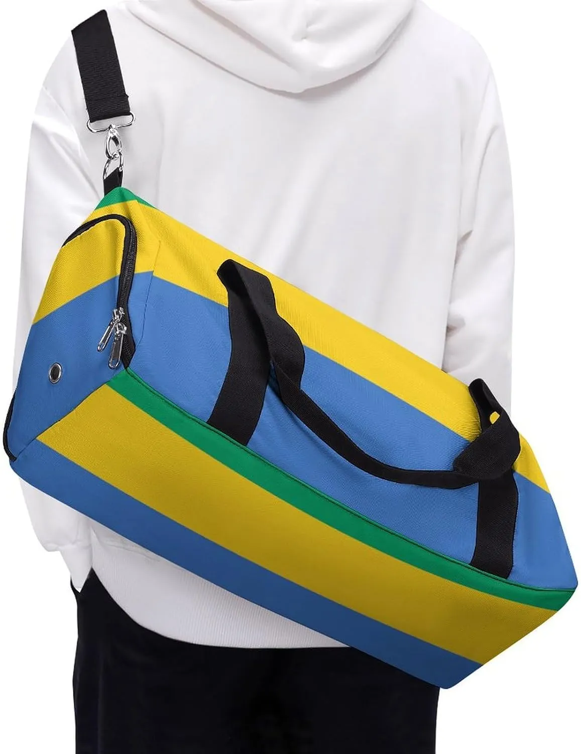 Gabon Flag Travel Bag for Boys Girls with Shoe Compartment and Wet Pocket
