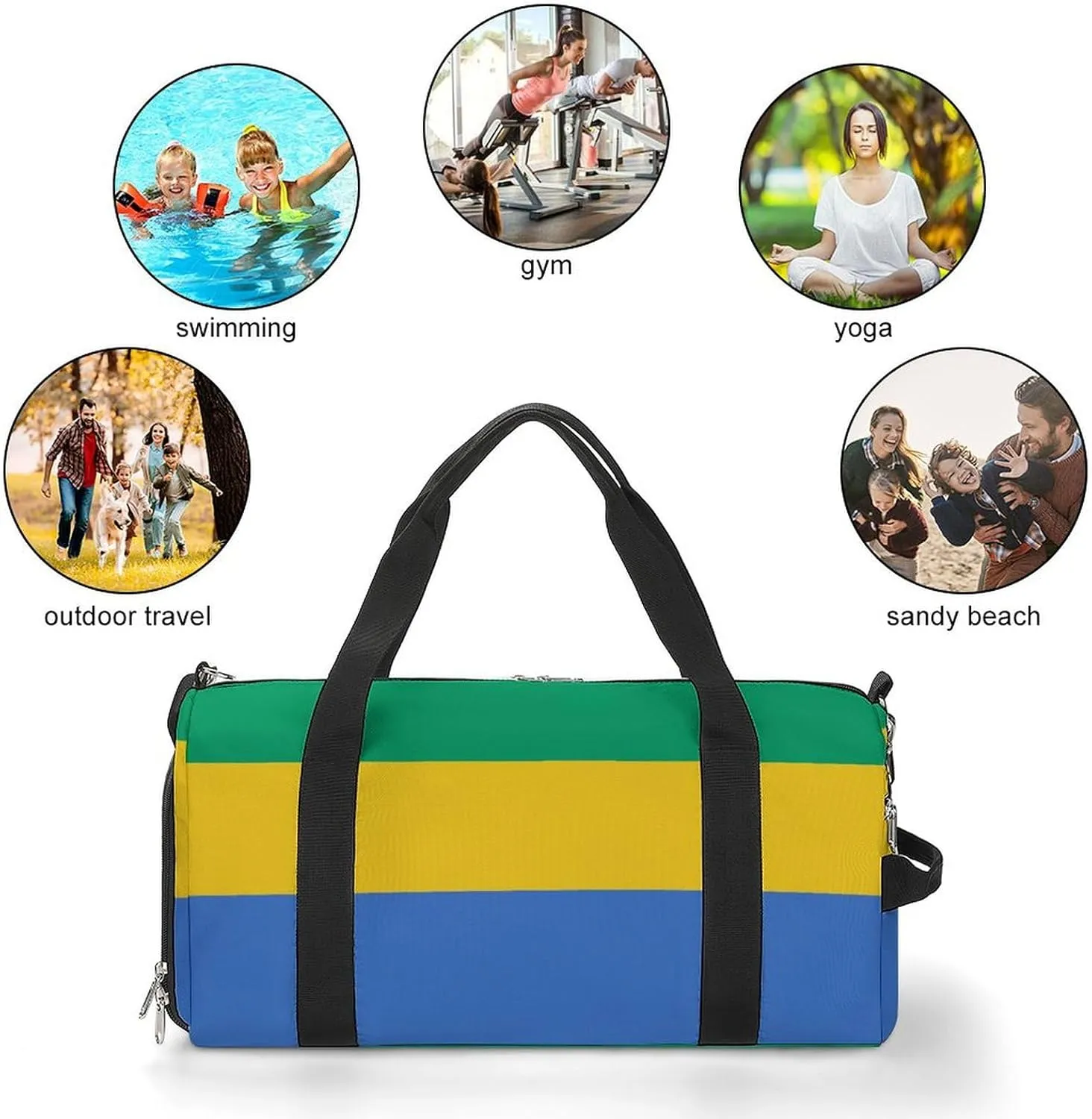 Gabon Flag Travel Bag for Boys Girls with Shoe Compartment and Wet Pocket