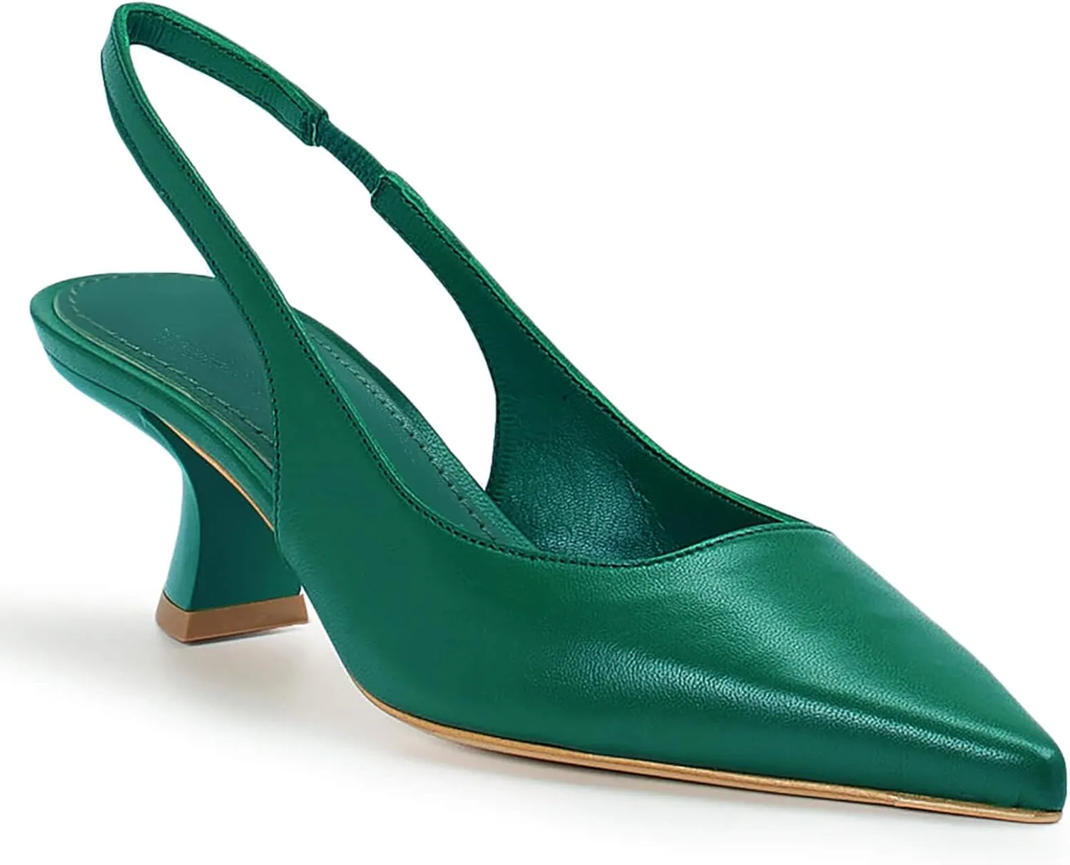 gihubafuil Women??s Low Kitten Heel Pumps Shoes Closed Pointed Toe Heels Casual Slingback Slip-on Dress Shoes