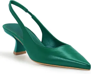 gihubafuil Women??s Low Kitten Heel Pumps Shoes Closed Pointed Toe Heels Casual Slingback Slip-on Dress Shoes