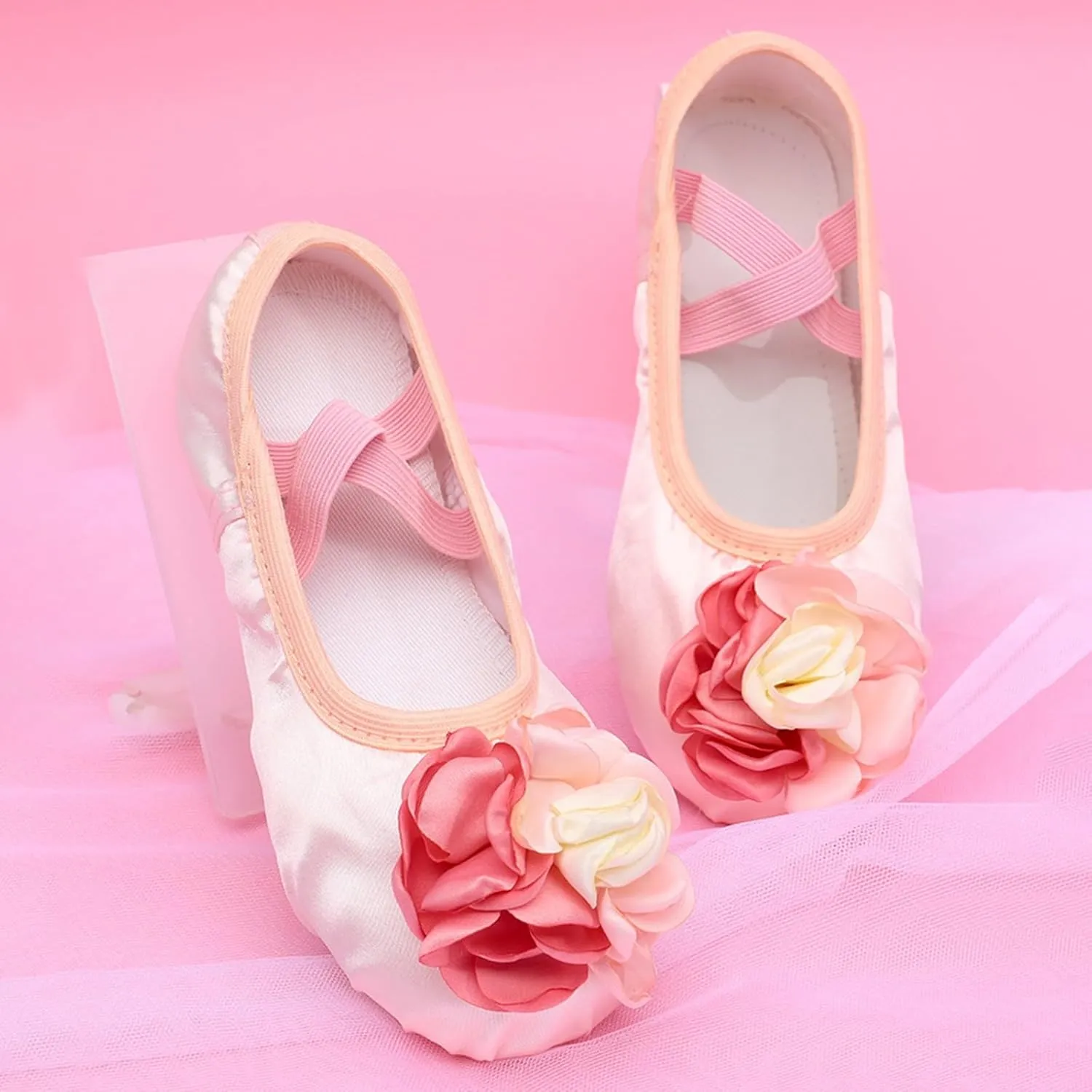 Girls Ballet Shoes Elegant Cute Floral Dance Slippers Toddler Kids Trendy Indoor Yoga Dancing Performance Shoes