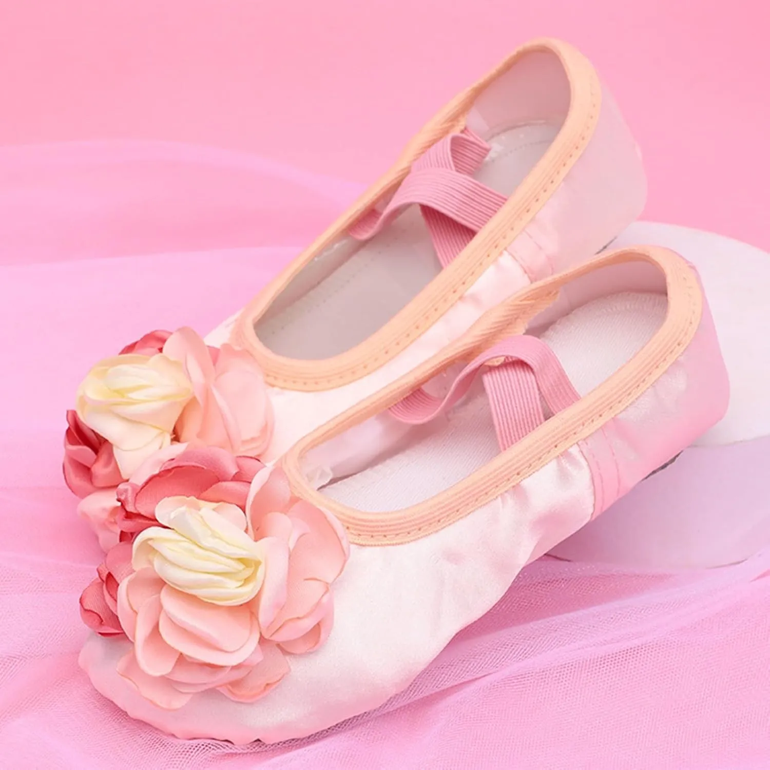 Girls Ballet Shoes Elegant Cute Floral Dance Slippers Toddler Kids Trendy Indoor Yoga Dancing Performance Shoes