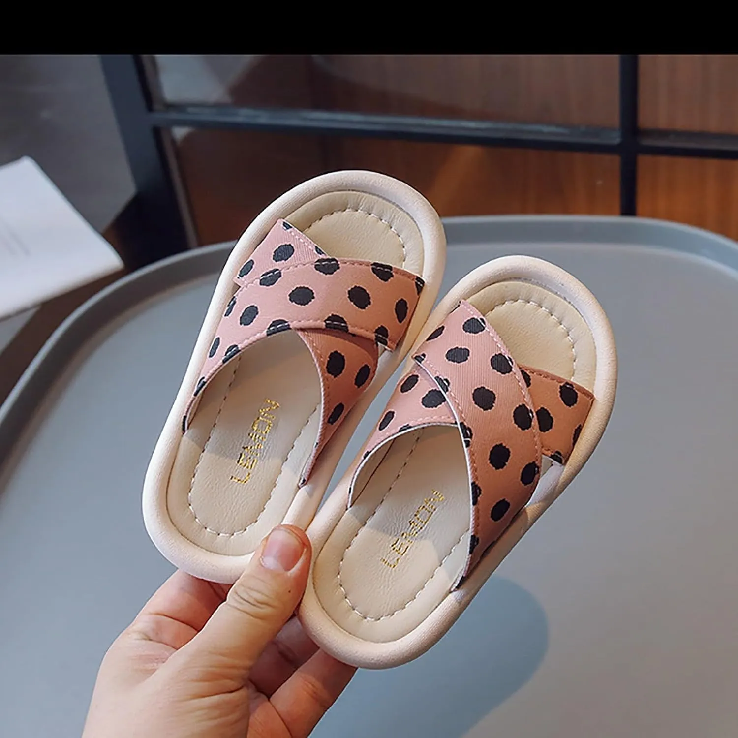 Girls Sandals Children Polka Dot Shoes Strap Beach Shoes One Slippers Toddler Girls Slippers Size 13