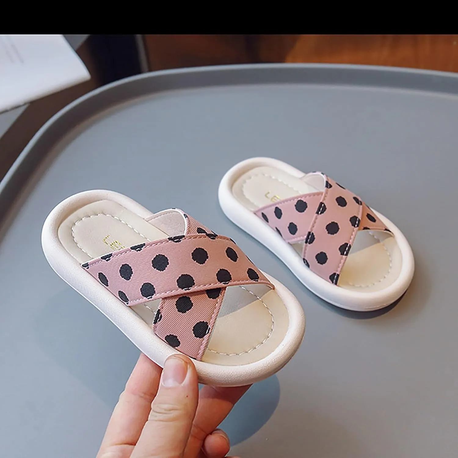 Girls Sandals Children Polka Dot Shoes Strap Beach Shoes One Slippers Toddler Girls Slippers Size 13