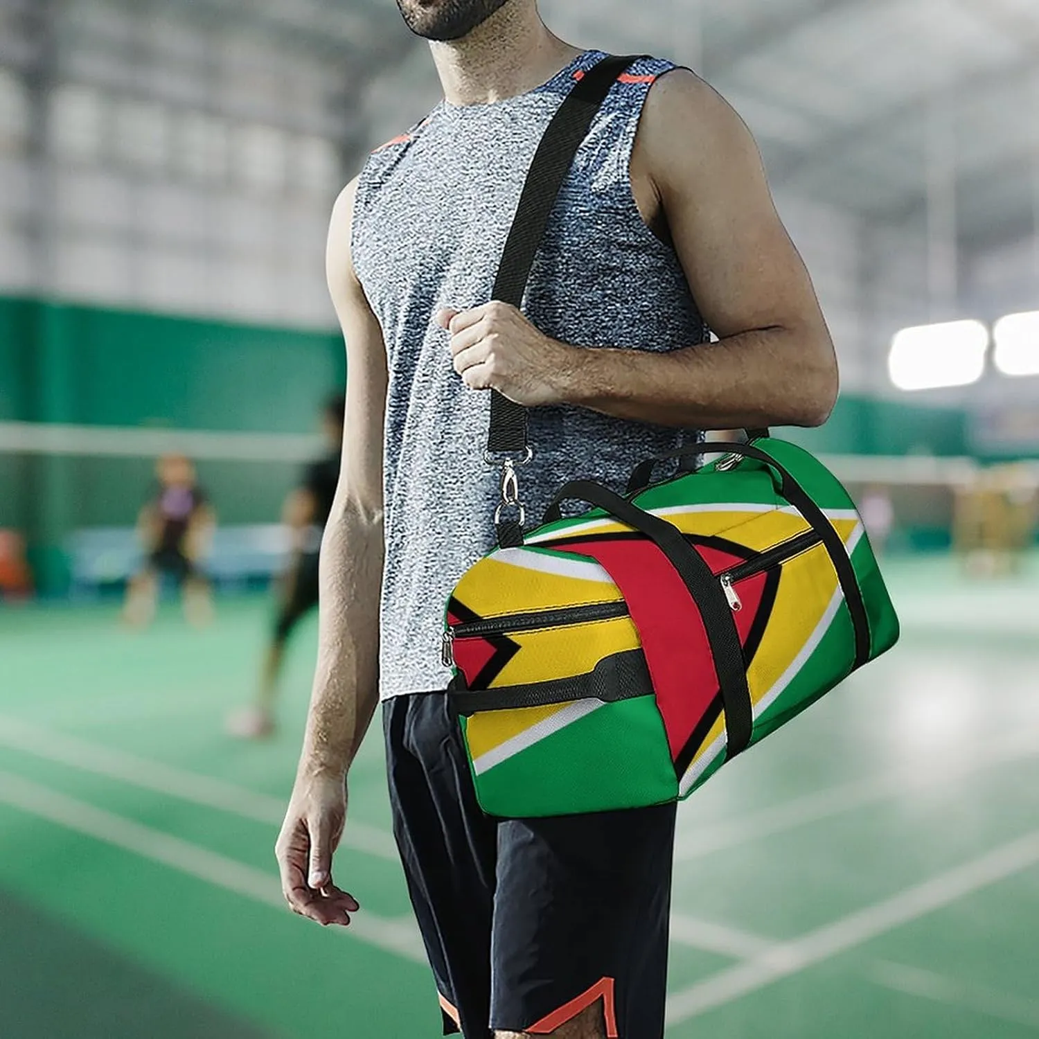 Guyana Flag Gym Duffel for Boys Girls with Shoe Compartment Travel Weekender