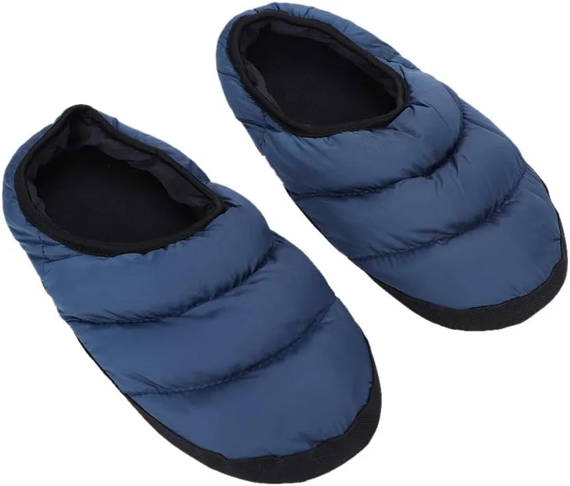 haozaikeji Indoor Down Slippers Winter Warm House Footwear Slip-on Indoor Shoes Camping Slippers for Men Women