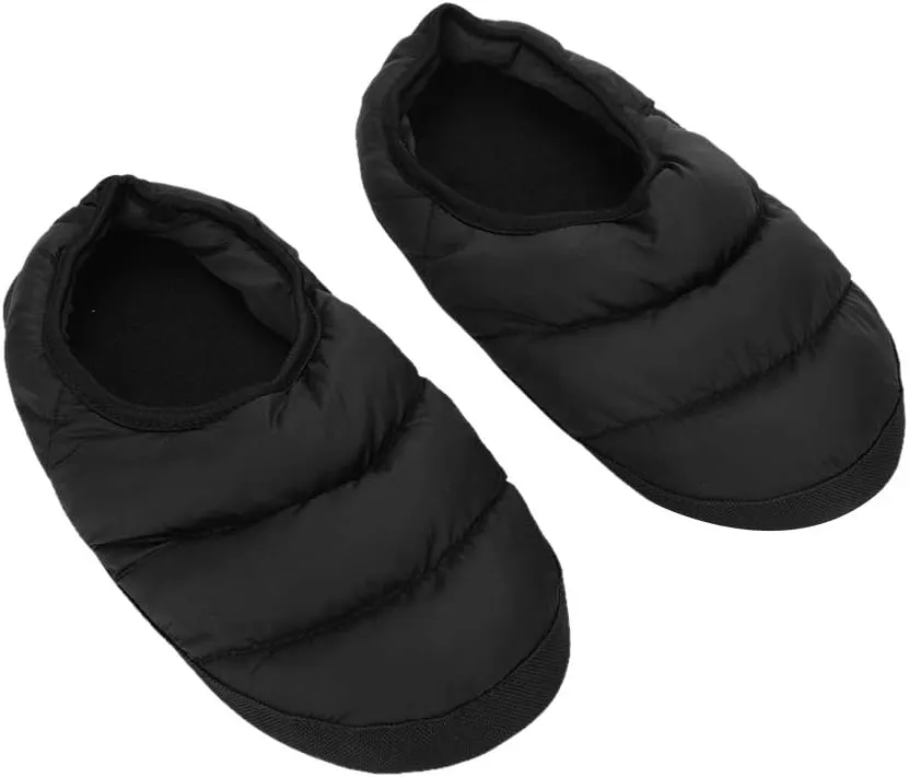 haozaikeji Indoor Down Slippers Winter Warm House Footwear Slip-on Indoor Shoes Camping Slippers for Men Women