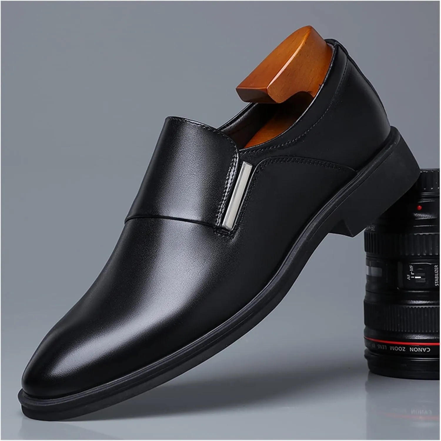 HASMI White Leather Shoes Men's Summer Breathable Formal Business Derby Shoes Men's Casual British Men's Shoes