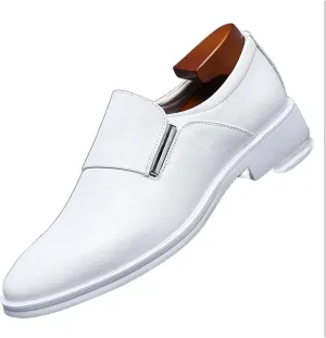HASMI White Leather Shoes Men's Summer Breathable Formal Business Derby Shoes Men's Casual British Men's Shoes