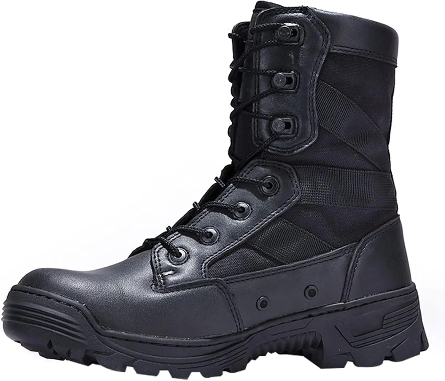 hongrenamz Mens Camping Walking Boots Lightweight High Rise Hiking Climbing Trekking Waterproof Shoes Black-EU45/US11