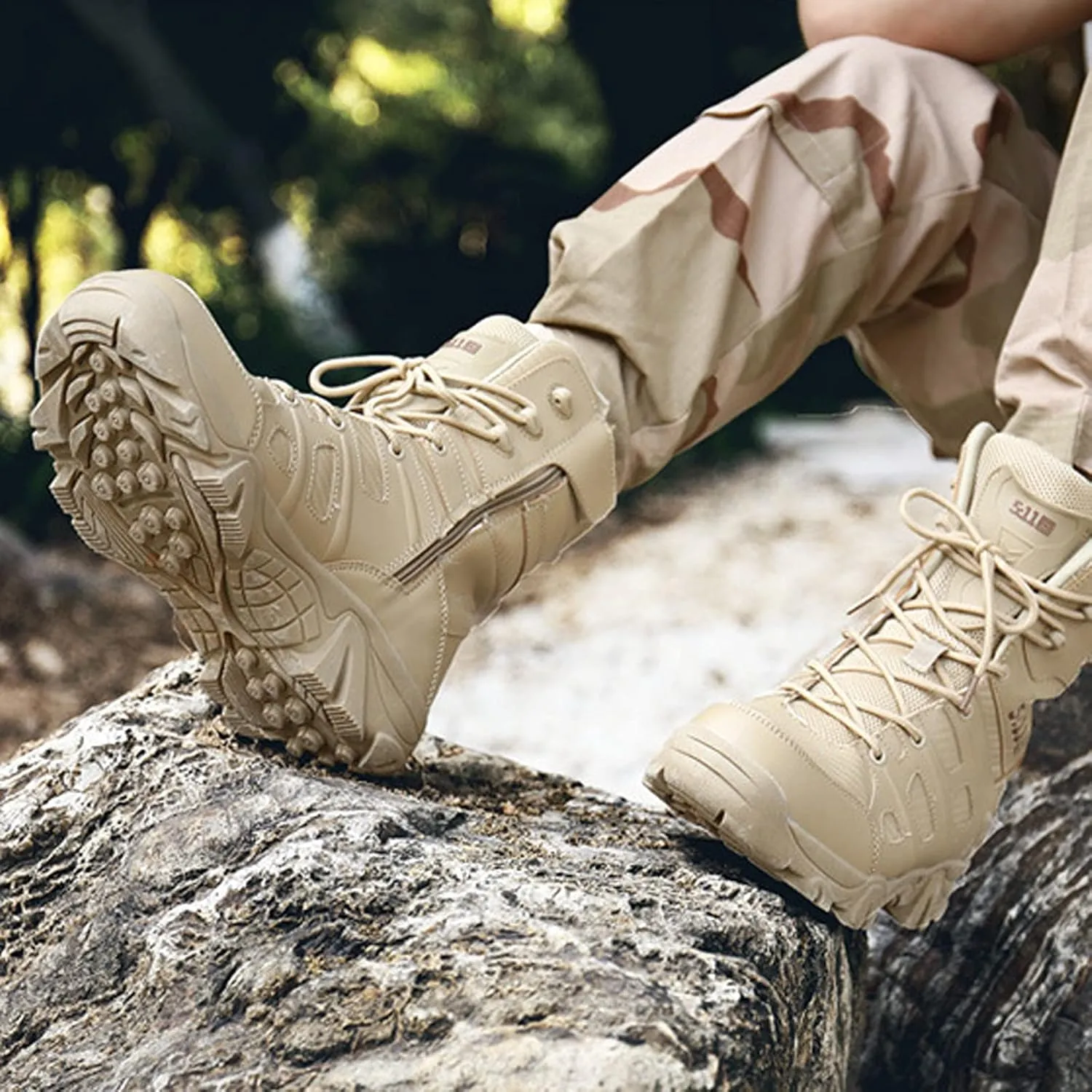hongrenamz Walking Boots for Men Ankle High Waterproof Outdoor Hiking Trekking Climbing Shoes Lightweight Breathable Trail Boots