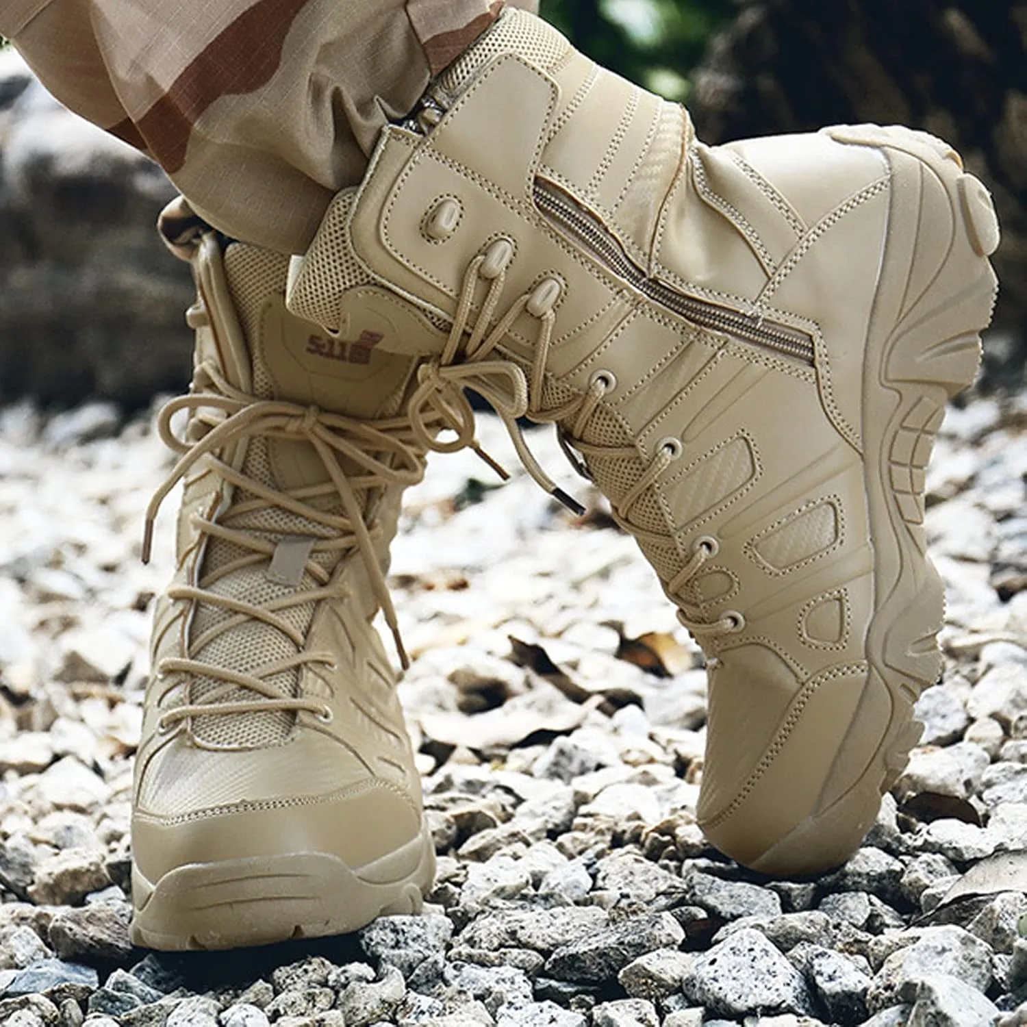 hongrenamz Walking Boots for Men Ankle High Waterproof Outdoor Hiking Trekking Climbing Shoes Lightweight Breathable Trail Boots