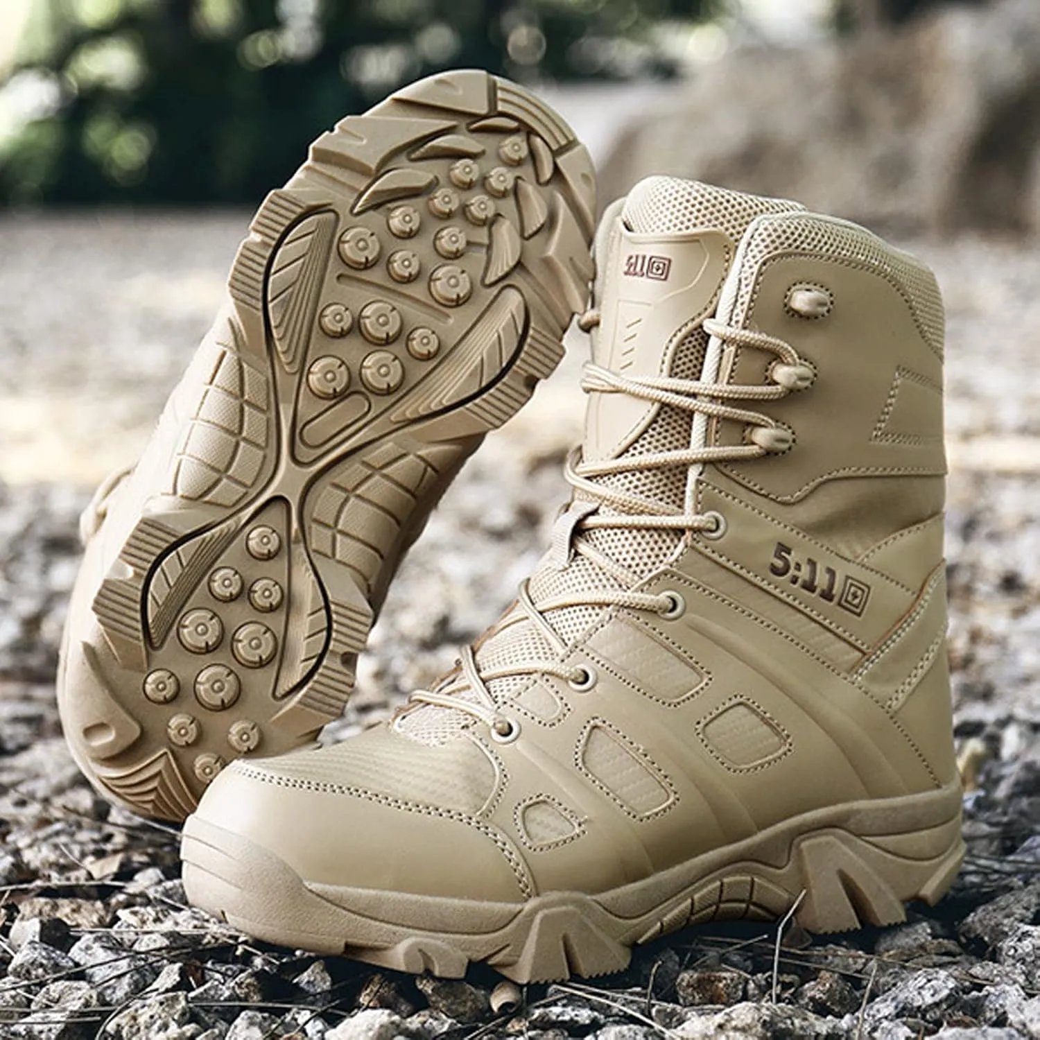 hongrenamz Walking Boots for Men Ankle High Waterproof Outdoor Hiking Trekking Climbing Shoes Lightweight Breathable Trail Boots